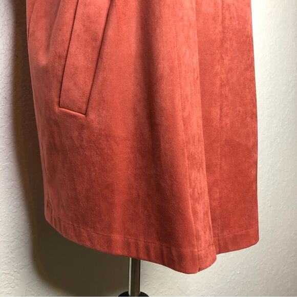 Soft Surroundings dusty rose pink faux suede open front vest Petite Medium PM - Picture 4 of 13